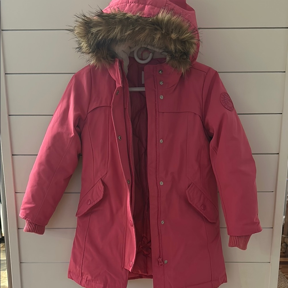 Gap Kids Pink Hooded Coat with Fur Trim